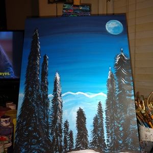 12x16Acrylic tree painting 🌲 I give ASPCA 🖌️♥️